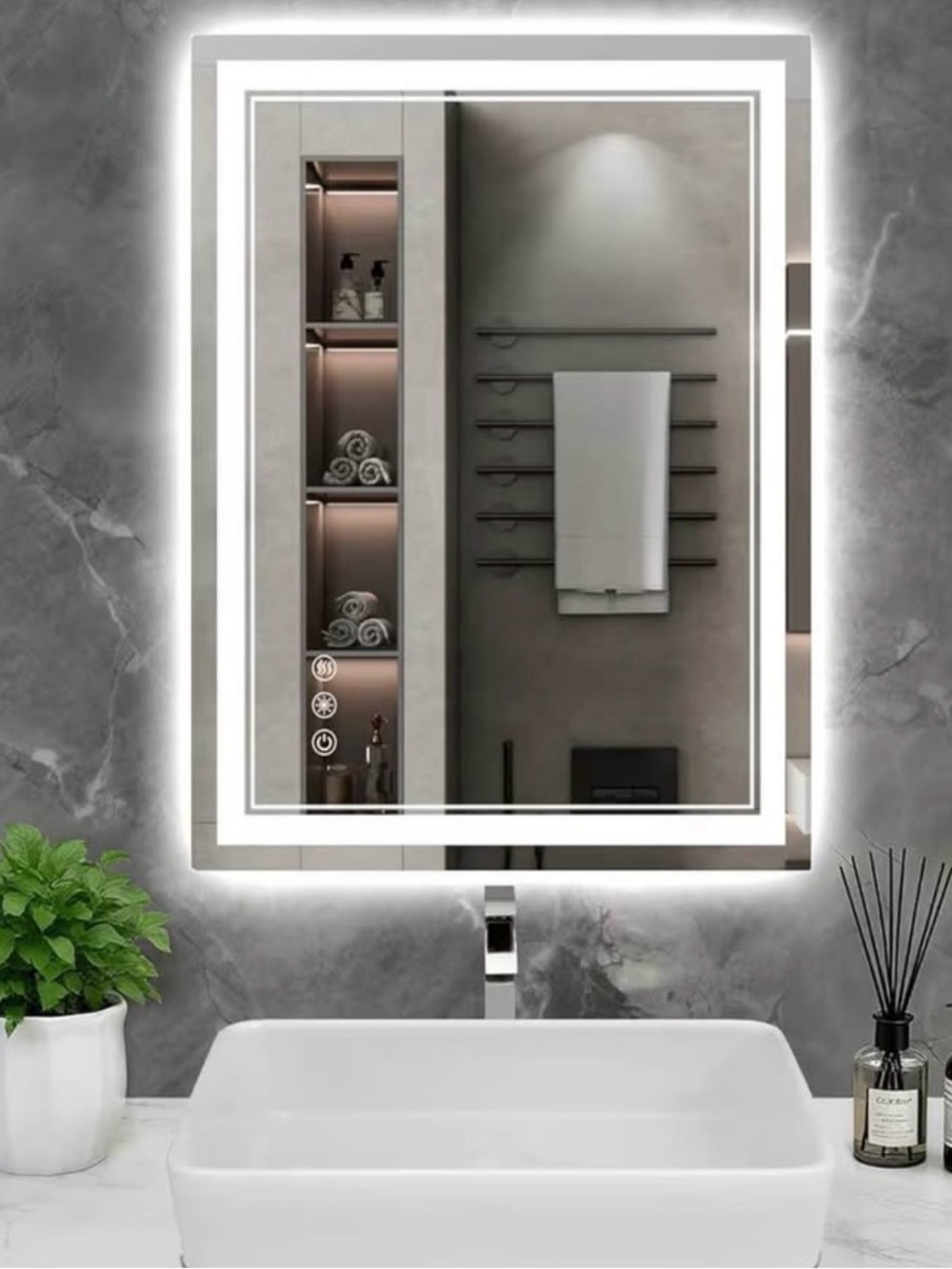 24x32 LED Bathroom Vanity Mirror Anti-Fog Dimmable 3 Color Temperatures ETL